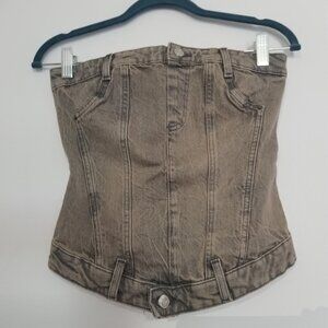 Zara Denin Zip up Tube Top XS